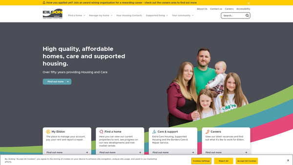 Screenshot of the Eildon Housing Association Ltd website