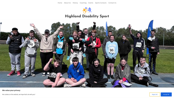 Screenshot of the Highland Disability Sport website
