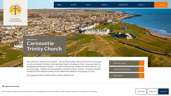 Screenshot of the Carnoustie: Trinity Church of Scotland website