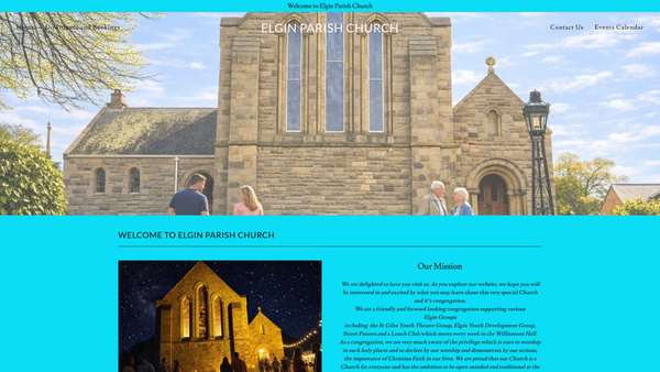 Screenshot of the Elgin Parish Church of Scotland website