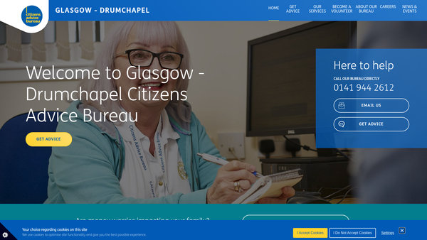 Screenshot of the Drumchapel Citizens Advice Bureau website