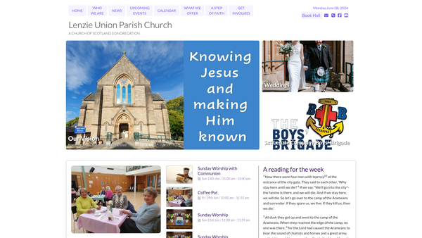 Screenshot of the Lenzie Union Church of Scotland website