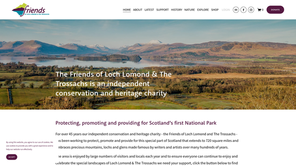 Screenshot of the Friends Of Loch Lomond & The Trossachs website