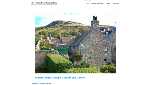 Screenshot of the Michael Bruce's Memorial Fund website