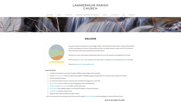 Screenshot of the Lammermuir Parish (Church of Scotland) website