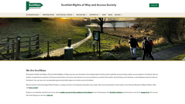 Screenshot of the Scottish Rights Of Way And Access Society website