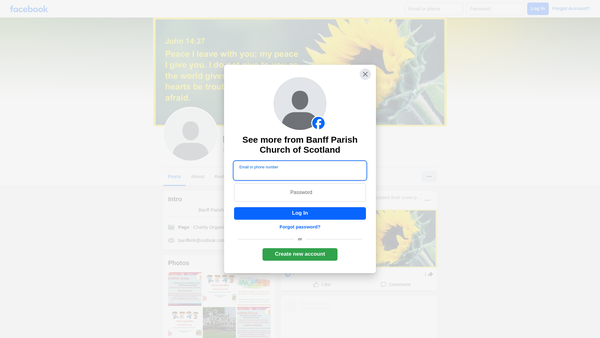 Screenshot of the Banff Parish Church of Scotland website