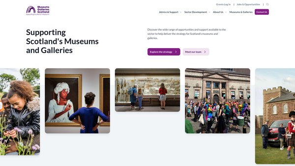 Screenshot of the Museums Galleries Scotland website