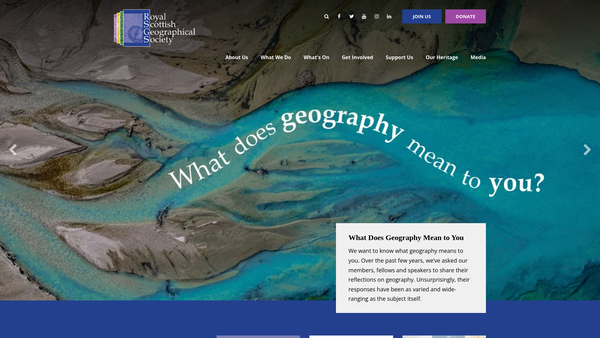 Screenshot of the The Royal Scottish Geographical Society website