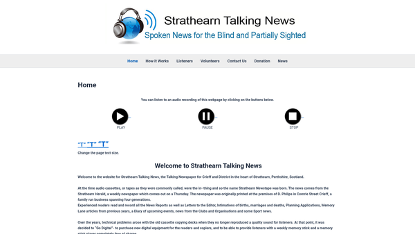 Screenshot of the Strathearn Talking News website