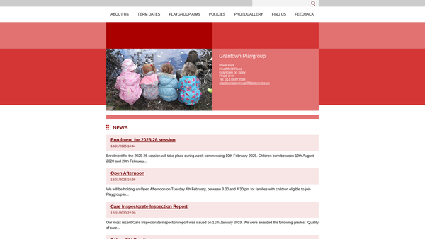 Screenshot of the Grantown Playgroup website