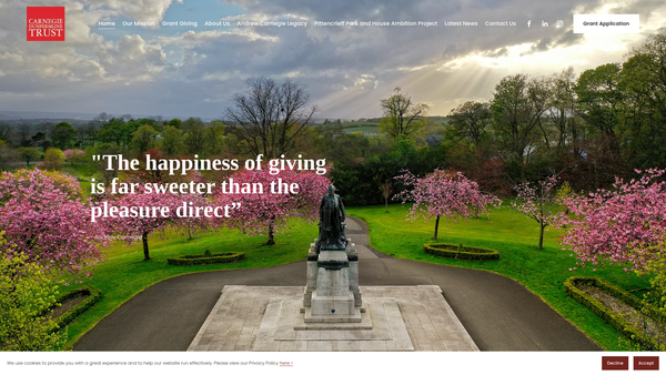 Screenshot of the Carnegie Dunfermline Trust website