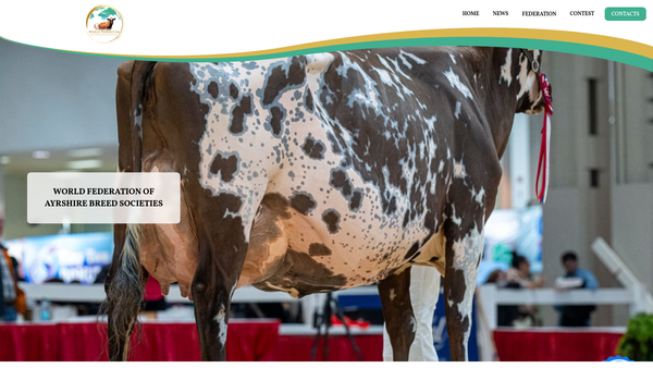 Screenshot of the World Federation Of Ayrshire Breed Societies website