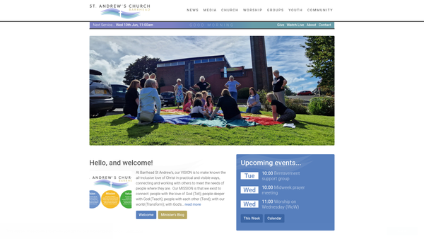 Screenshot of the Barrhead: St Andrew’s Parish Church of Scotland website
