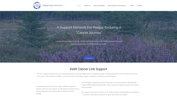 Screenshot of the Keith Cancer Link website