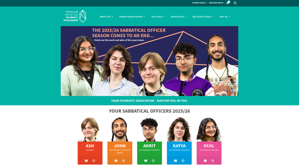 Screenshot of the Edinburgh University Students' Association website
