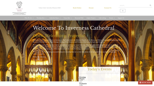 Screenshot of the St Andrews Cathedral Inverness website