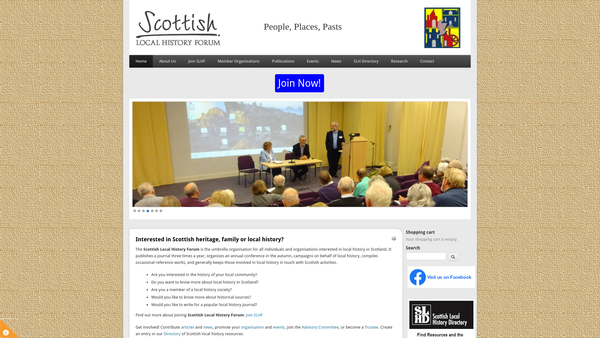 Screenshot of the Scottish Local History Forum website