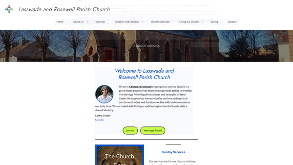 Screenshot of the Lasswade and Rosewell Parish Church (Church of Scotland) website