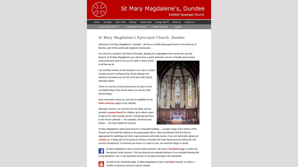 Screenshot of the St Mary Magdalenes Episcopal Church: Dundee website