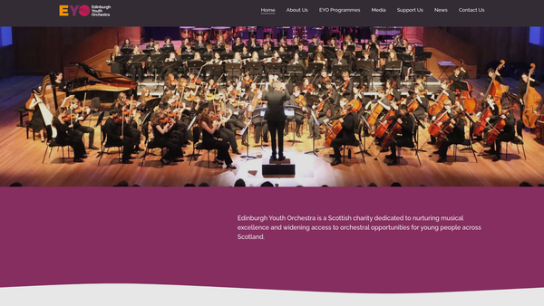 Screenshot of the Edinburgh Youth Orchestra website