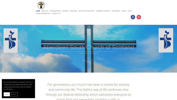 Screenshot of the Aberdeen South Church of Scotland website