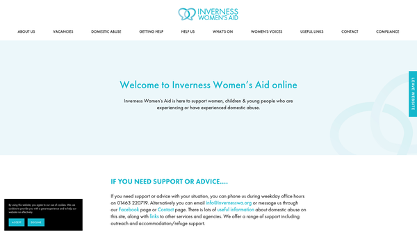 Screenshot of the Inverness Women's Aid website