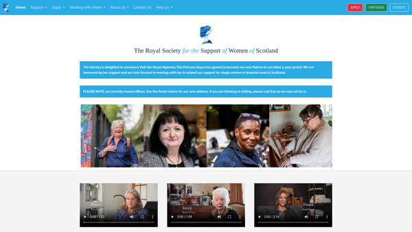 Screenshot of the The Royal Society for the Support of Women of Scotland website
