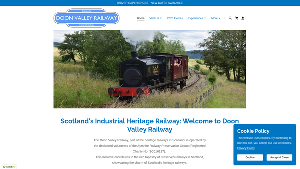 Screenshot of the Ayrshire Railway Preservation Group website