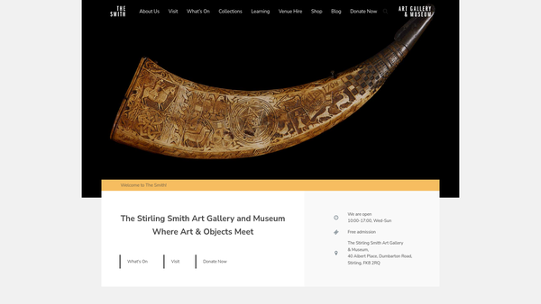 Screenshot of the Stirling Smith Art Gallery & Museum Trust website