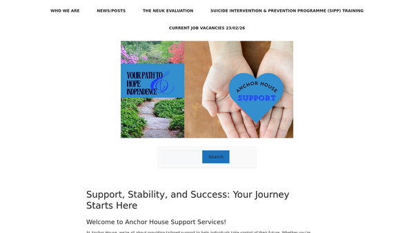 Screenshot of the Anchor House Cyrenians website