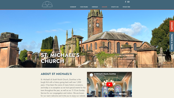 Screenshot of the St Michael's & South Church of Scotland, Dumfries website