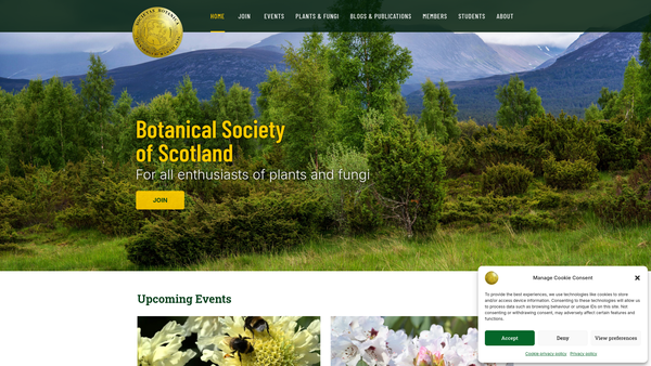 Screenshot of the The Botanical Society Of Scotland SCIO website