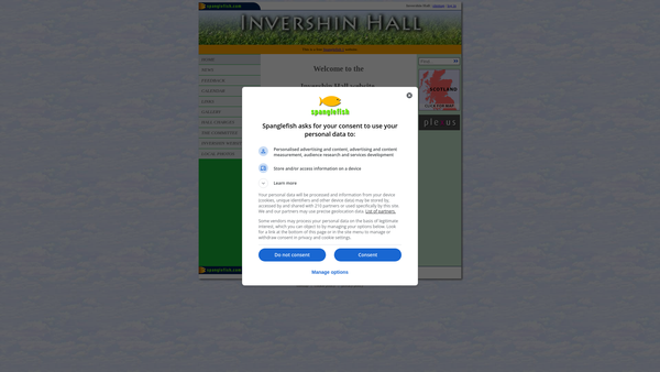Screenshot of the Invershin Hall Committee website