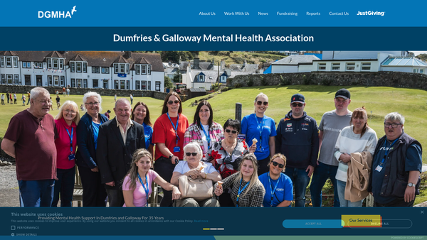 Screenshot of the Dumfries & Galloway Mental Health Association website