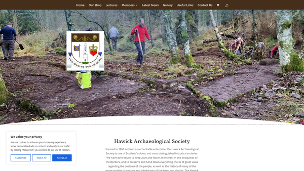Screenshot of the Hawick Archaeological Society website