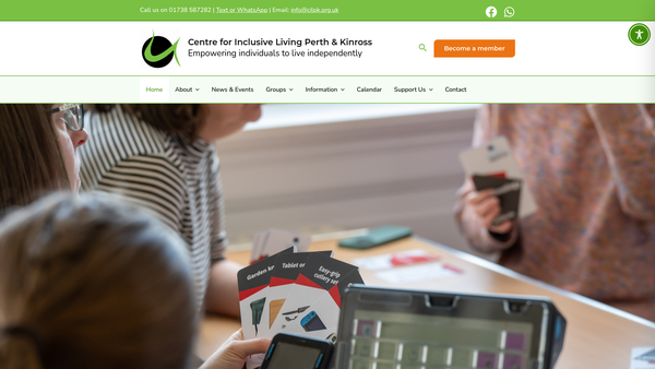 Screenshot of the Centre for Inclusive Living Perth and Kinross website