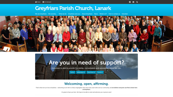 Screenshot of the Greyfriars Parish Church, Lanark (Church Of Scotland) website
