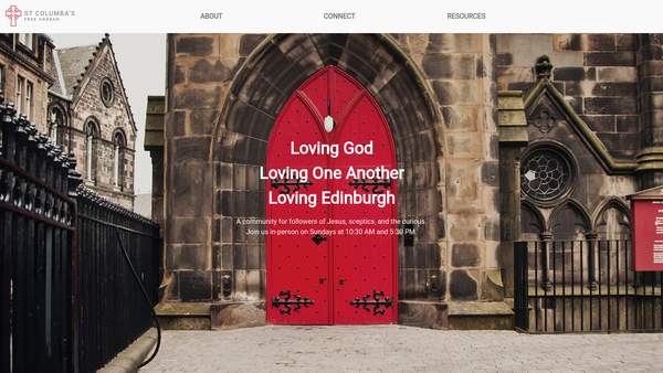 Screenshot of the St Columba’s Free Church of Scotland website