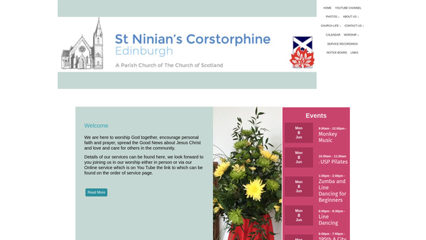 Screenshot of the Edinburgh: Corstorphine St Ninian's Parish Church (Church of Scotland) website