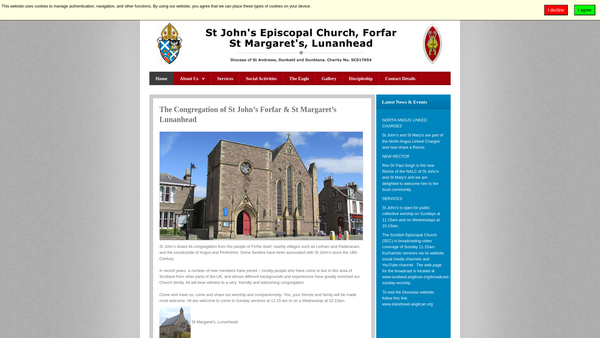 Screenshot of the St John The Evangelist Episcopal Church: Forfar website