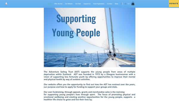 Screenshot of the Adventure Sailing Trust website