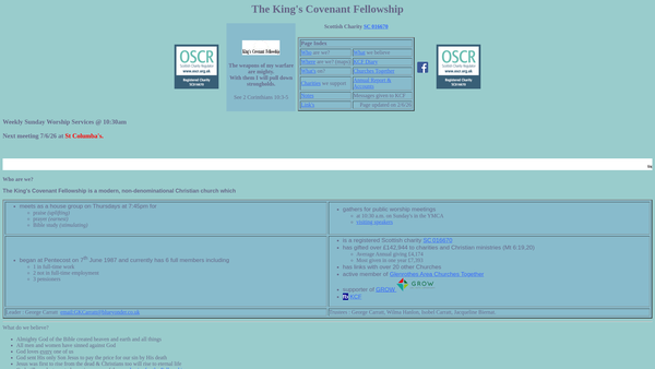 Screenshot of the Kings Covenant Fellowship website