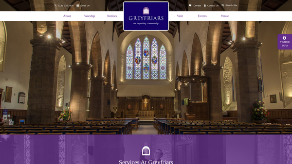 Screenshot of the Greyfriars Outreach website