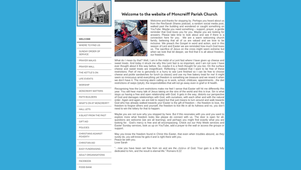 Screenshot of the East Kilbride Moncreiff Parish Church of Scotland website