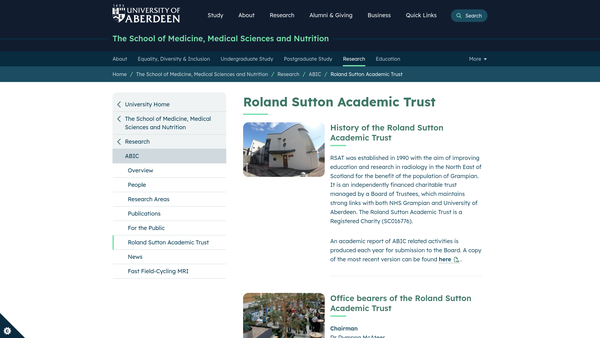 Screenshot of the Roland Sutton Academic Trust website