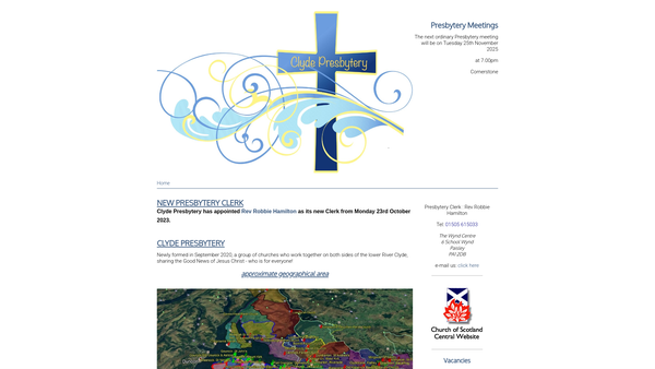 Screenshot of the Presbytery of Clyde Church of Scotland website