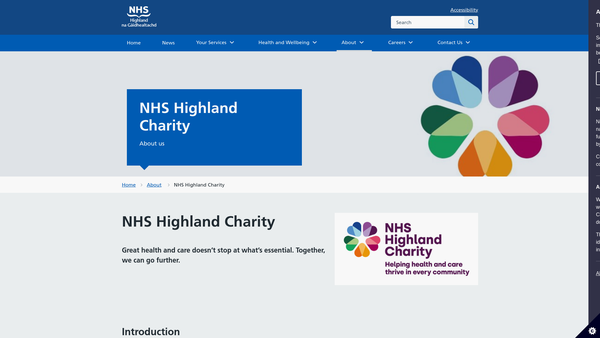 Screenshot of the Highland Health Board Endowment Funds website