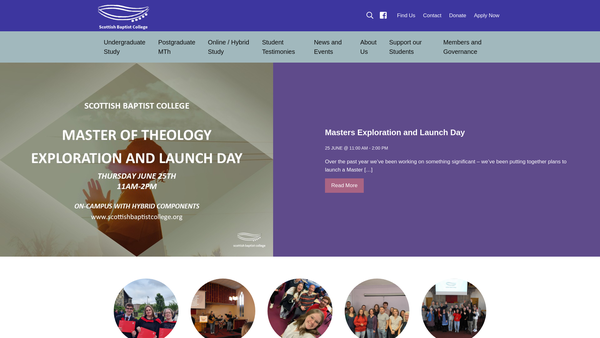 Screenshot of the Scottish Baptist College website