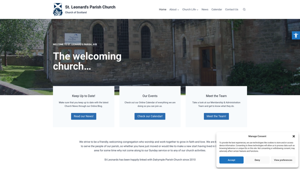 Screenshot of the St Leonard's Parish Church of Scotland:Ayr website